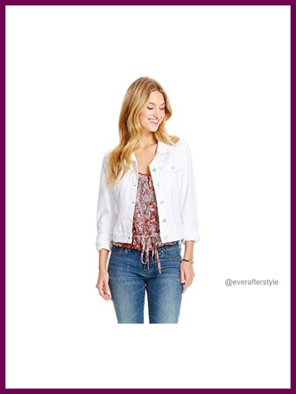 Womens Crop Jean Jacket Feminine Fit Button Front Long Sleeve